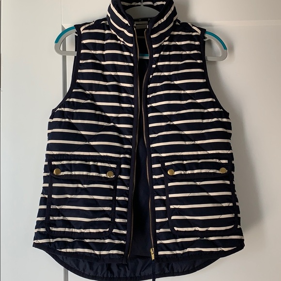 J Crew Quilted Down Excursion Vest in Stripe - Picture 3 of 8